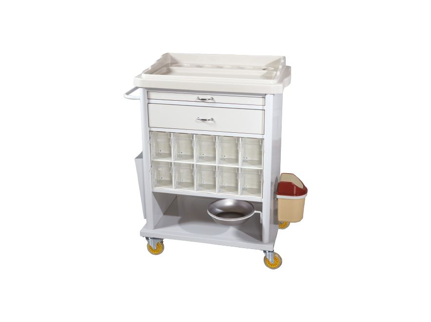 EMERGENCY AND MEDICINE TROLLEY (20 COMPARTMENT)
